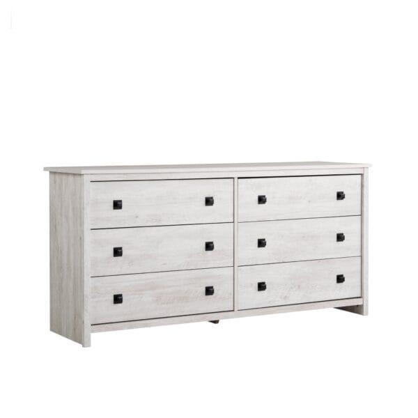 Rustic Farmhouse 6-Drawer Dresser Washed White or Rustic Oak - Image 2