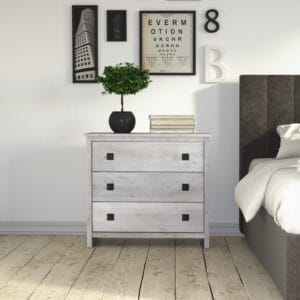 3-Drawer Rustic Farmhouse Nightstand Bedside Storage Table