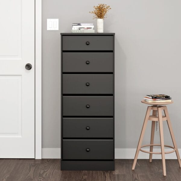 6-Drawer Tall Storage Chest for Bedroom Modern Wood Dresser