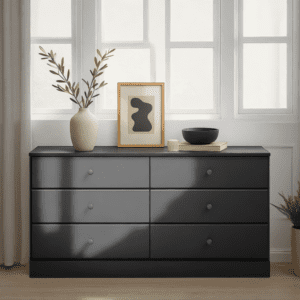 6-Drawer Wide Double Dresser Low Profile Bedroom Storage