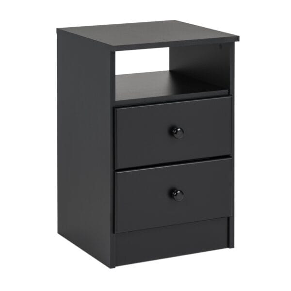 2-Drawer Bedside Nightstand with Open Shelf Modern Bedroom Table - Image 2