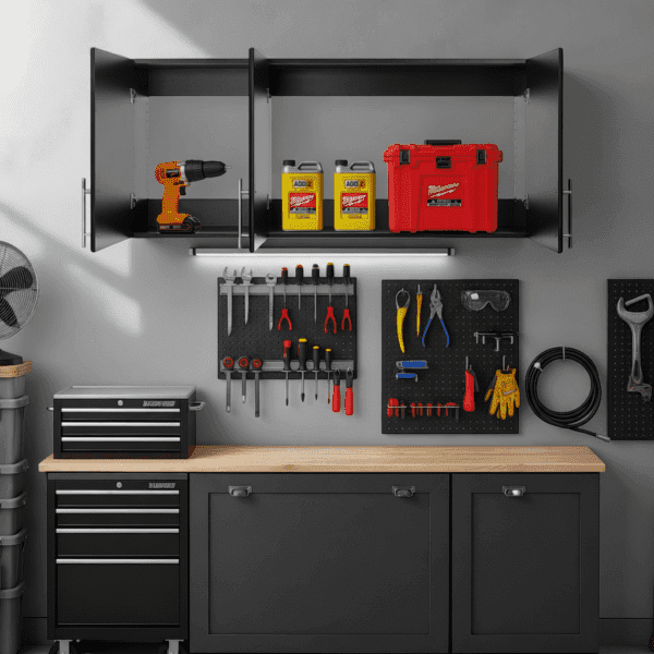 54 Inch Wide 3-Door Upper Wall Storage Cabinet Garage Utility