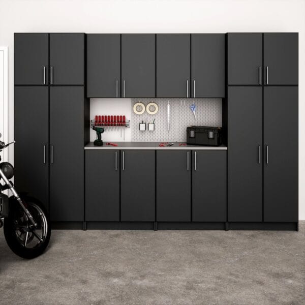 128 Inch 8-Piece Modular Black Garage Cabinet Storage Set - Image 2