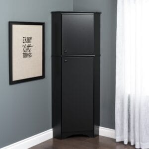 Corner Storage Cabinet 2 Door Space Saving Tall Corner Unit