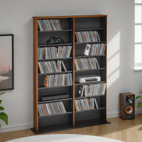 Double Tower DVD Media Storage Unit 38 Inch Entertainment Organizer - Image 3