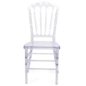 Acrylic hotel lobby chair with a transparent finish, perfect for waiting areas and hospitality setti.