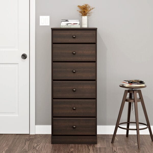 6-Drawer Tall Storage Chest for Bedroom Modern Wood Dresser - Image 6