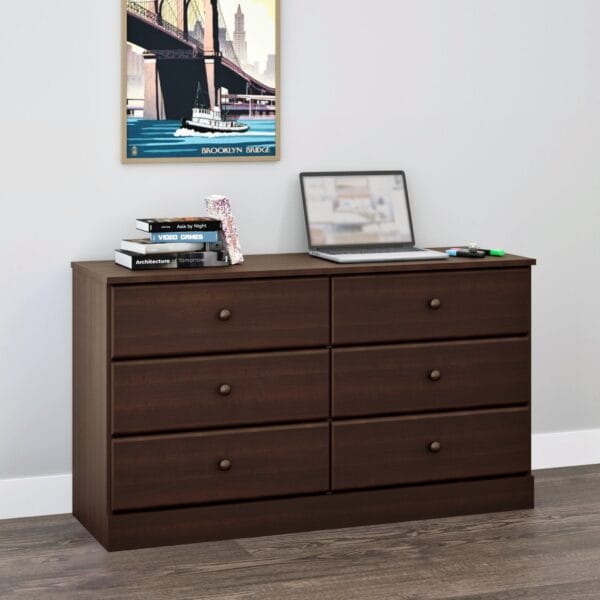 6-Drawer Wide Double Dresser Low Profile Bedroom Storage - Image 3