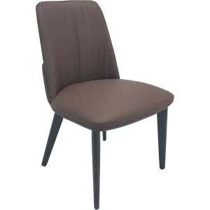 Brown Faux Leather Restaurant Dining Chair Commercial Grade Cafe Seating