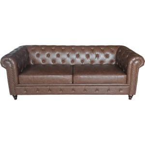 3-Seater Brown Chesterfield Tufted Sofa Restaurant Lounge Hotel Lobby