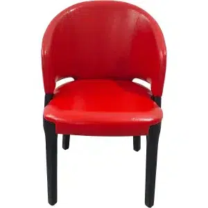 Bold Red Faux Leather Dining Armchair Modern Restaurant Chair with Arms