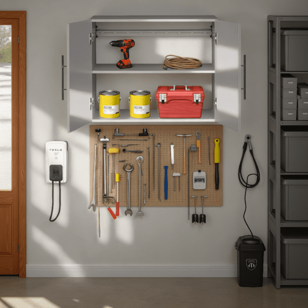 30 Inch Overhead Garage Wall Cabinet 2 Door Compact Storage - Image 3