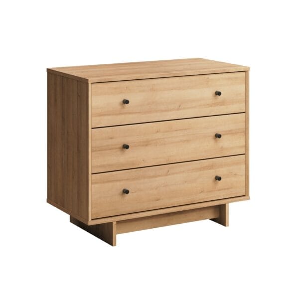 3-Drawer Oak Finish Modern Nightstand Natural Wood Bedside Table - Image 2