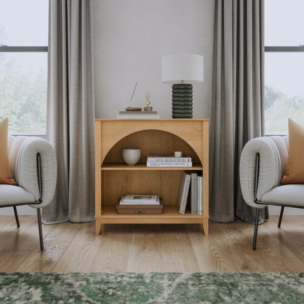 32 Inch Arched Bookcase with Adjustable Shelf Modern Home Office - Image 3