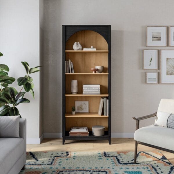 78 Inch Tall Arched Bookcase Large Freestanding Office Bookshelf - Image 3