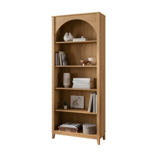 78 Inch Tall Arched Bookcase Large Freestanding Office Bookshelf - Image 2