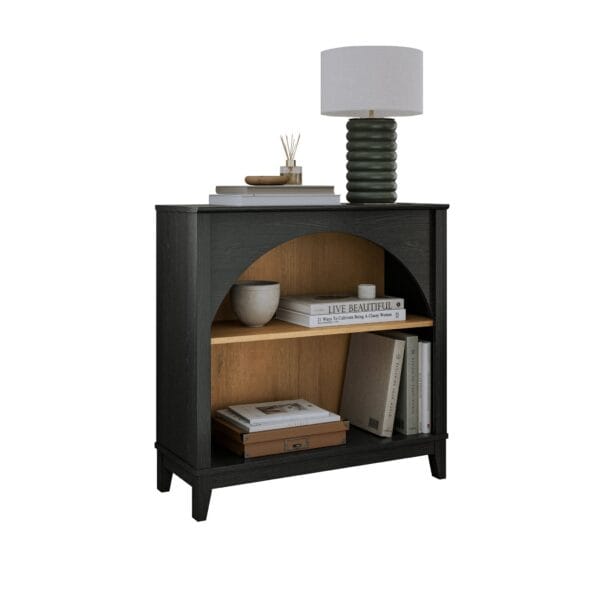 32 Inch Arched Bookcase with Adjustable Shelf Modern Home Office - Image 2
