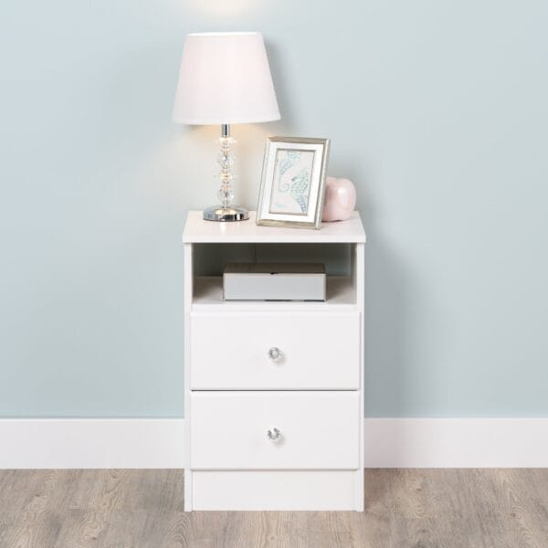 2-Drawer Bedside Nightstand with Open Shelf Modern Bedroom Table - Image 5