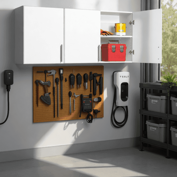 54 Inch Wide 3-Door Upper Wall Storage Cabinet Garage Utility - Image 4